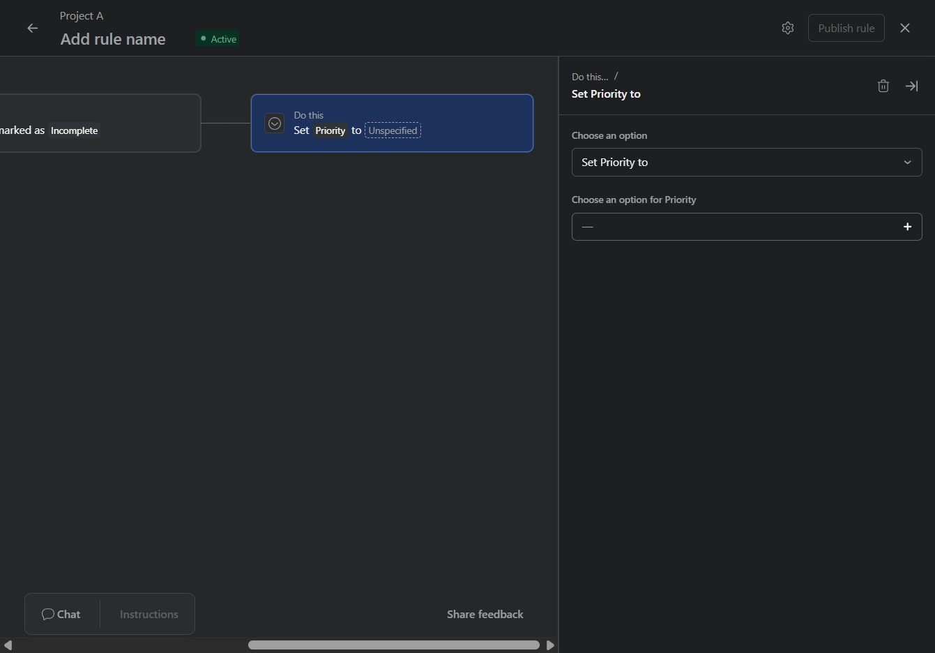 Click Set Priority to dropdown