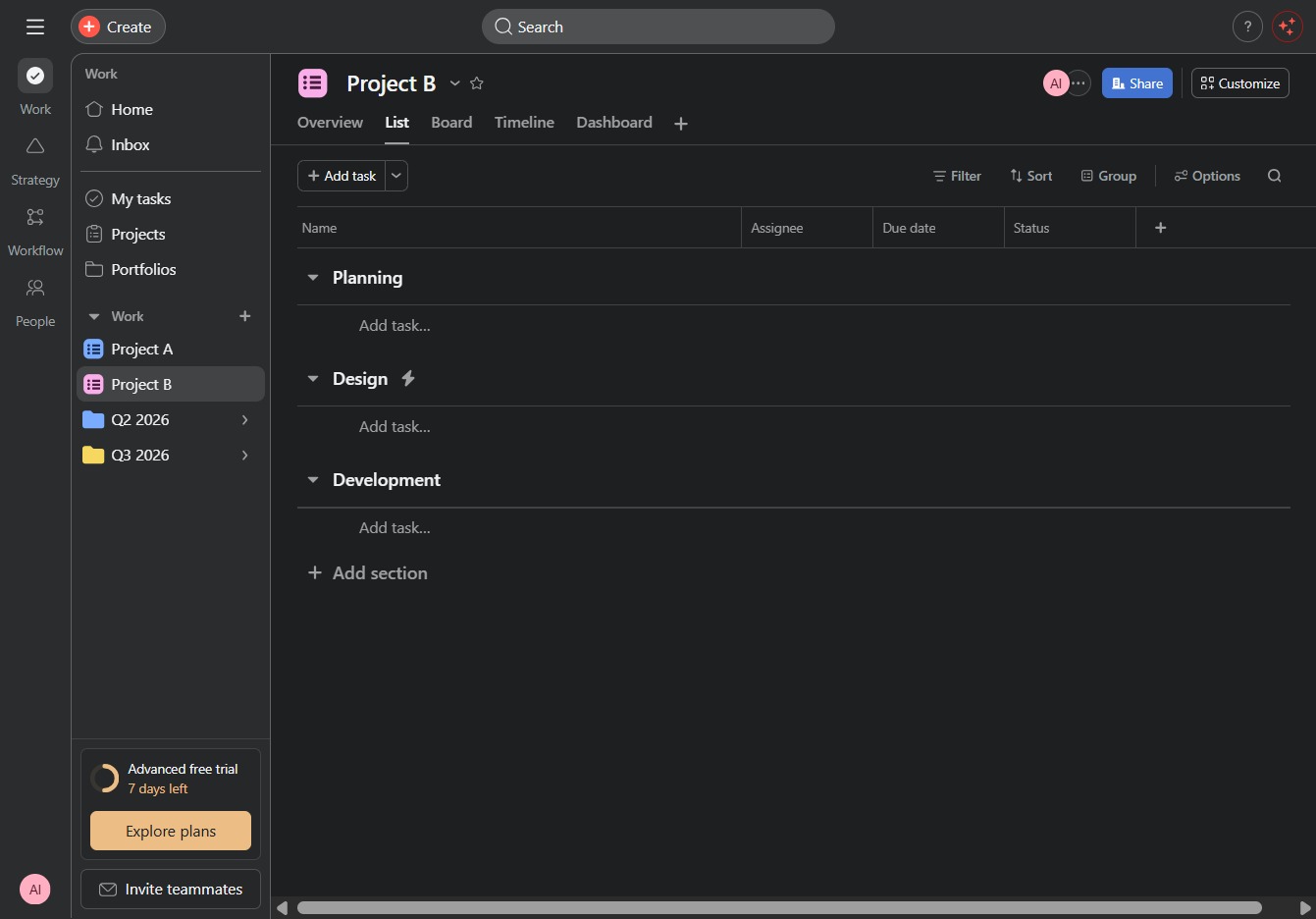 Click the Customize option