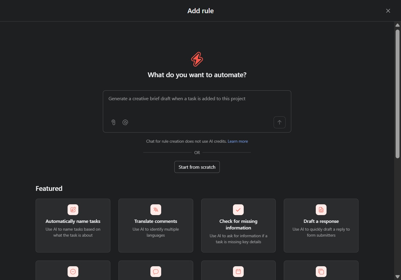 Click the Start from scratch button