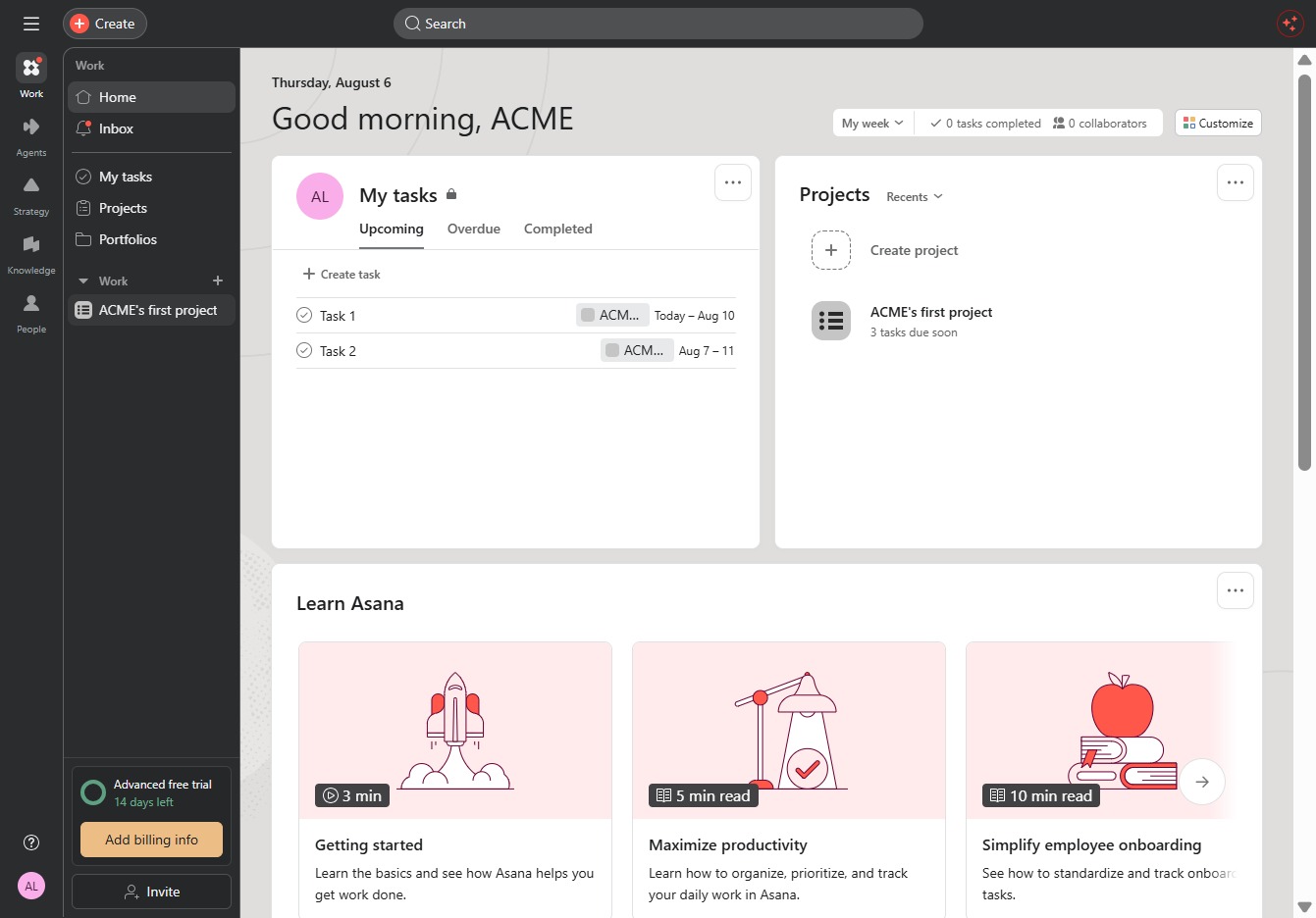 Click ACME's first project