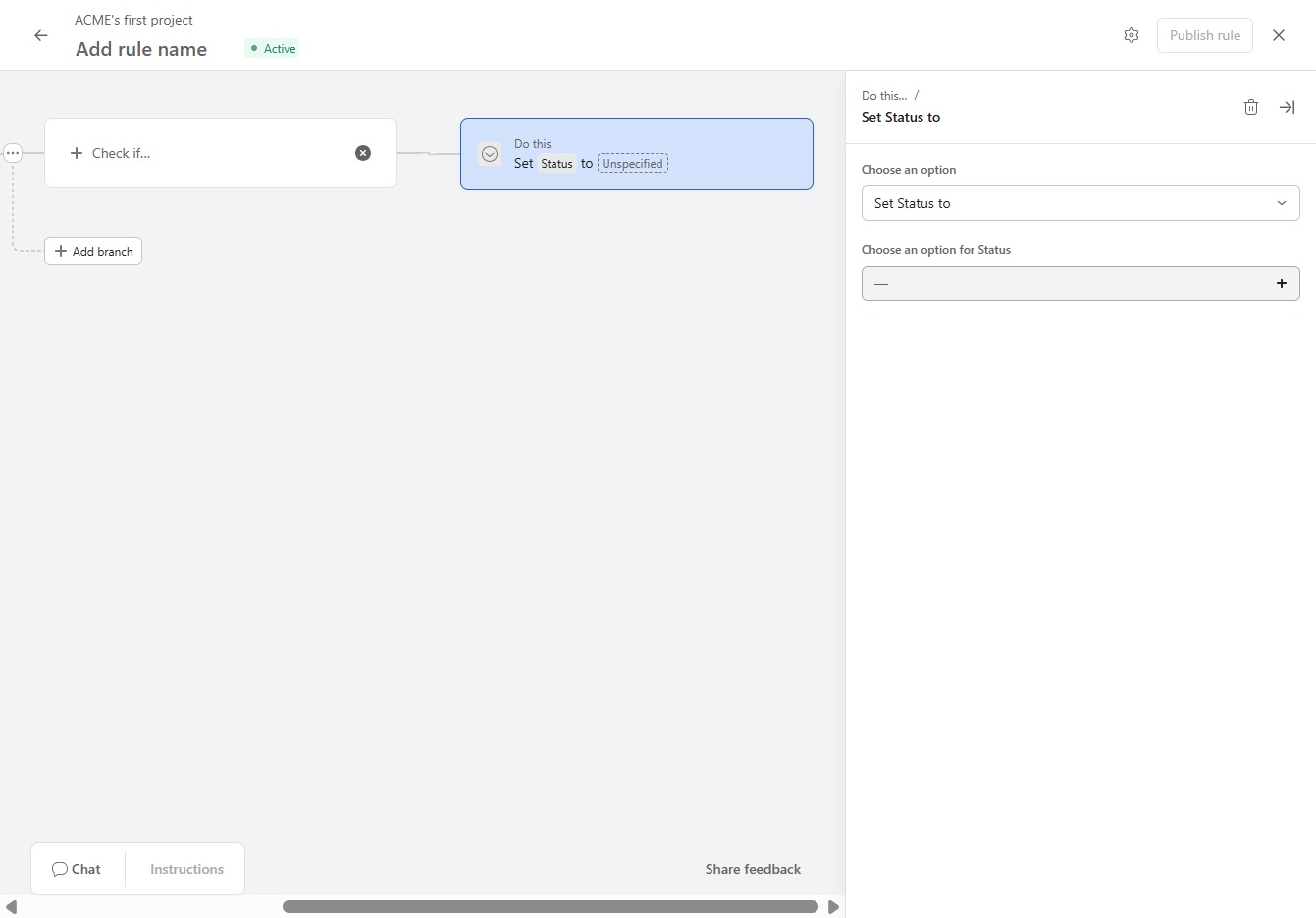 Click the Set Status to dropdown