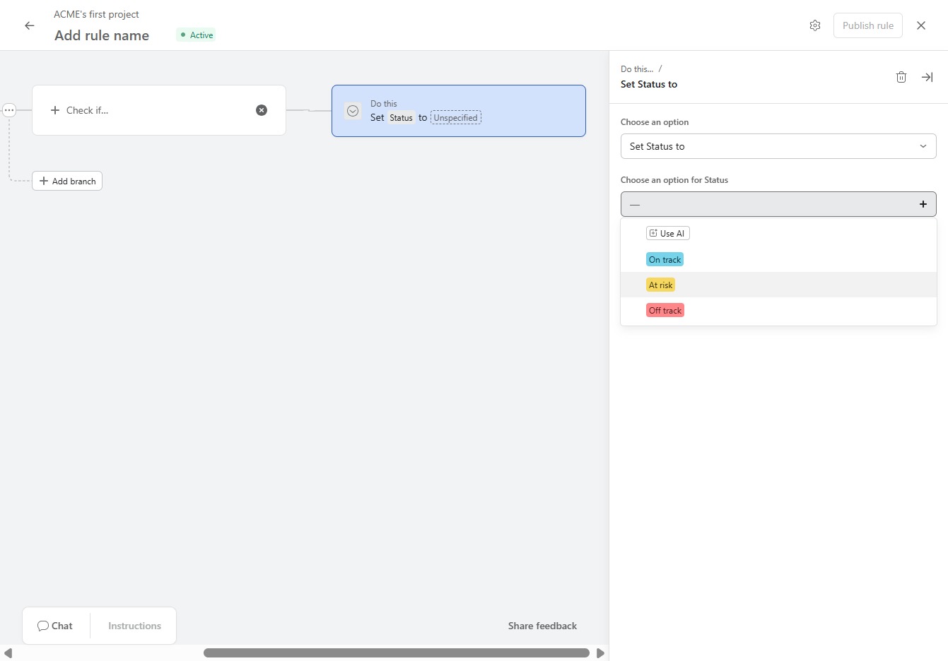 Click the At Risk status option