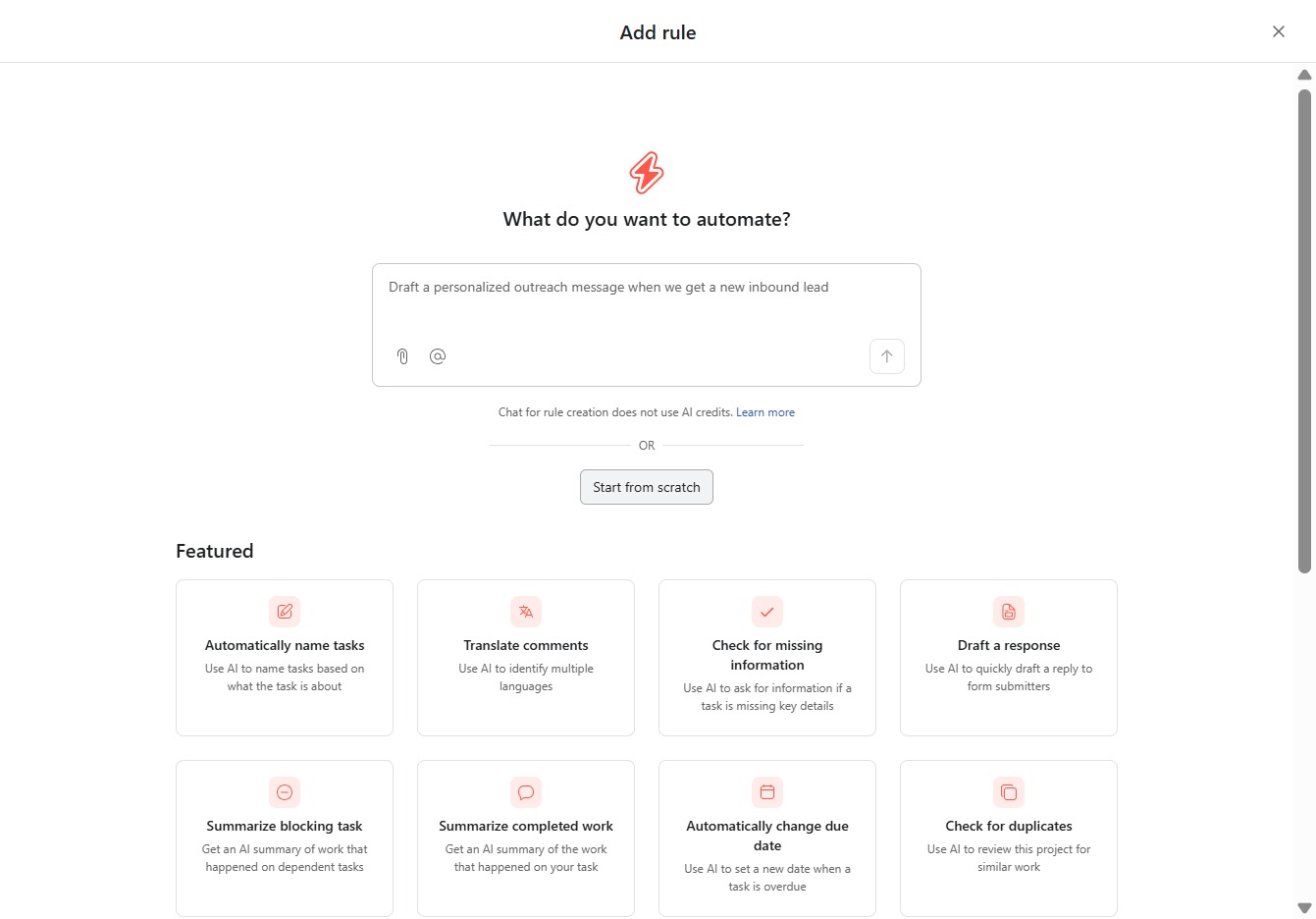 Click the Start from scratch button