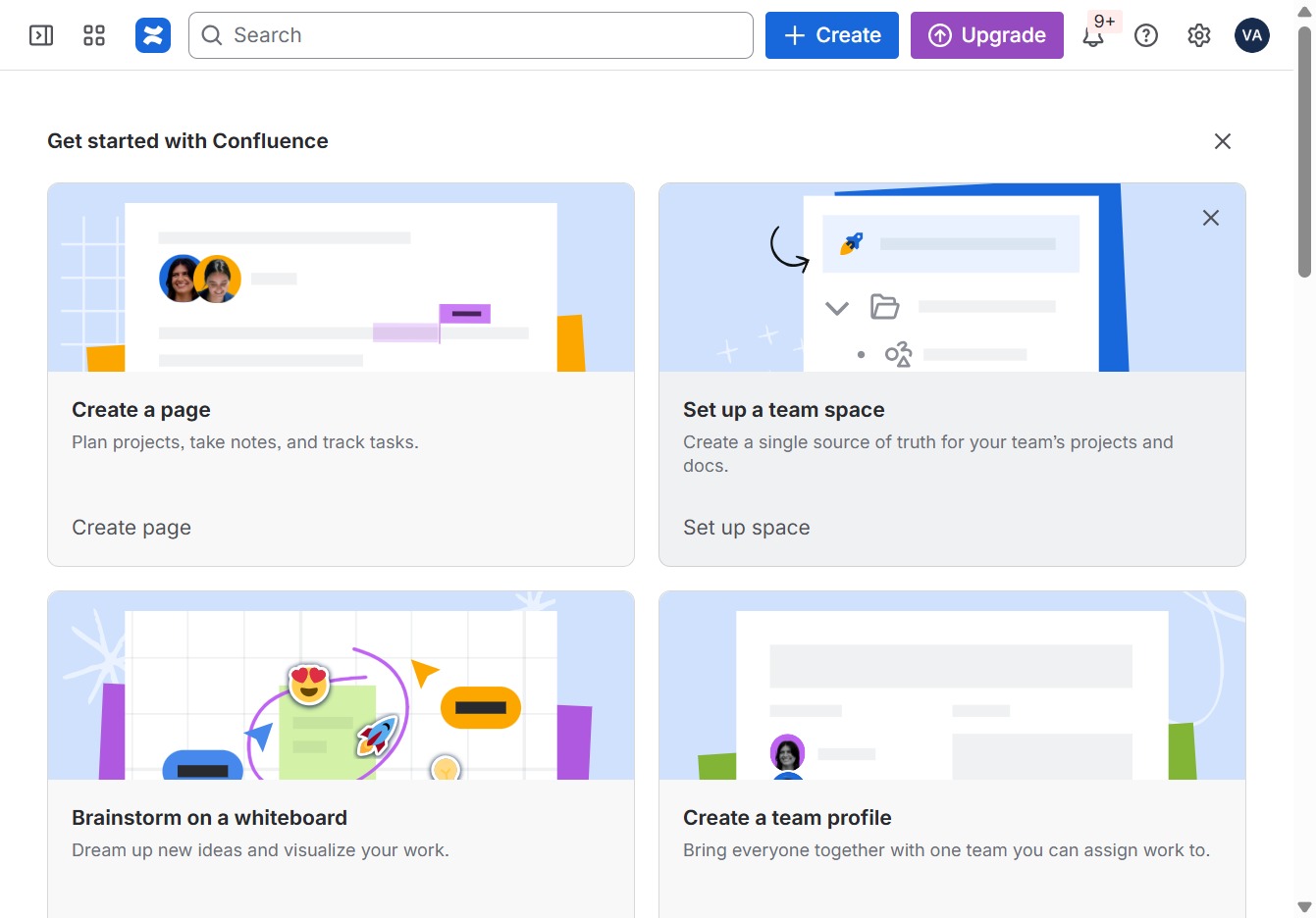 Click the Set up a team space option