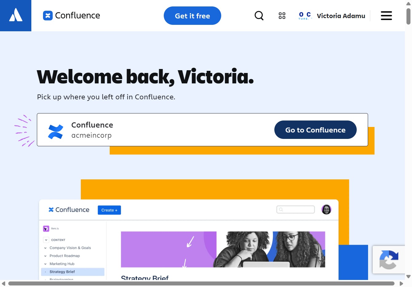 Click the Go to Confluence button