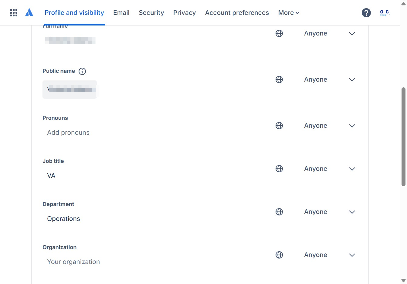 Click the Public name field