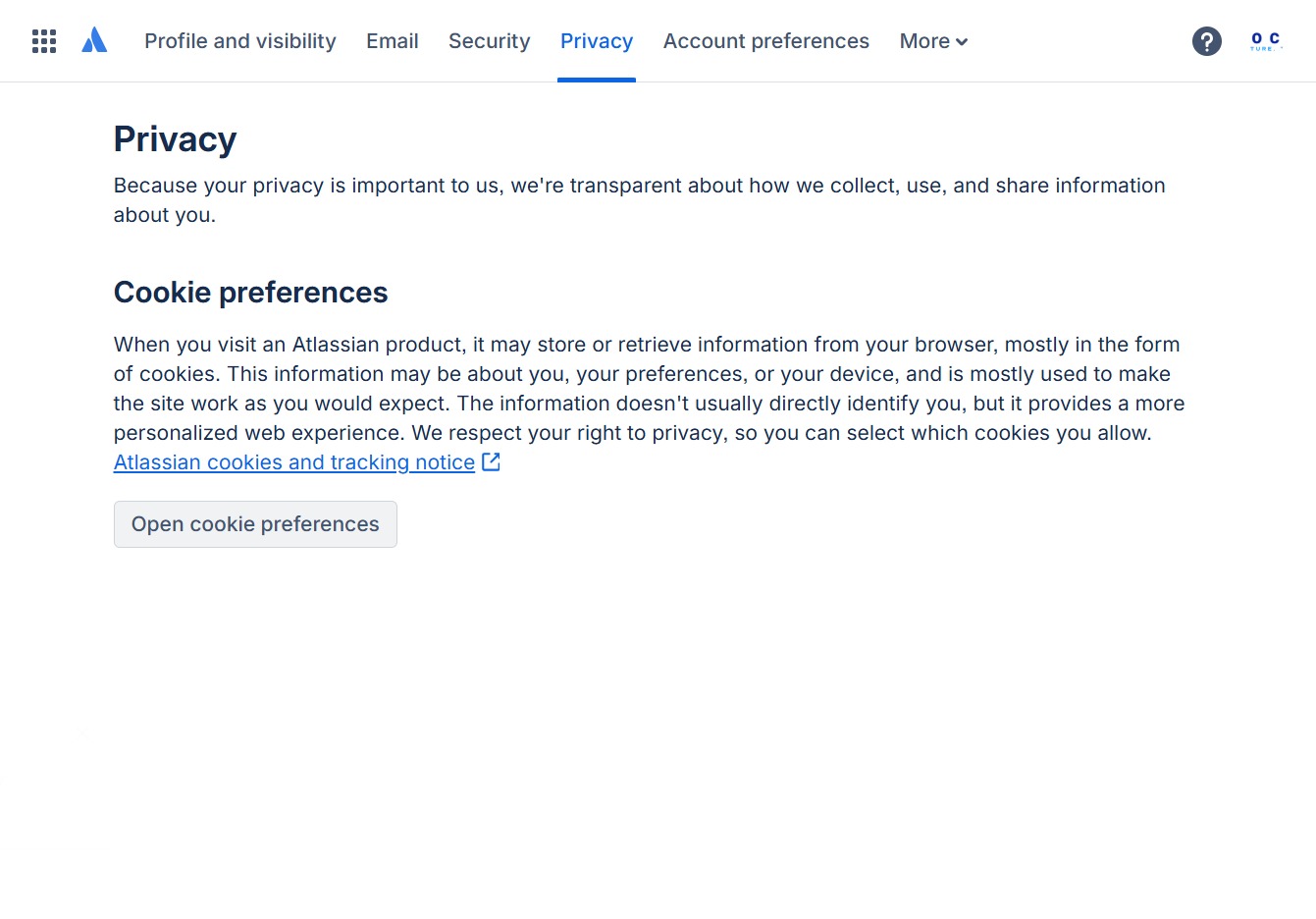 Click the Open cookie preferences link