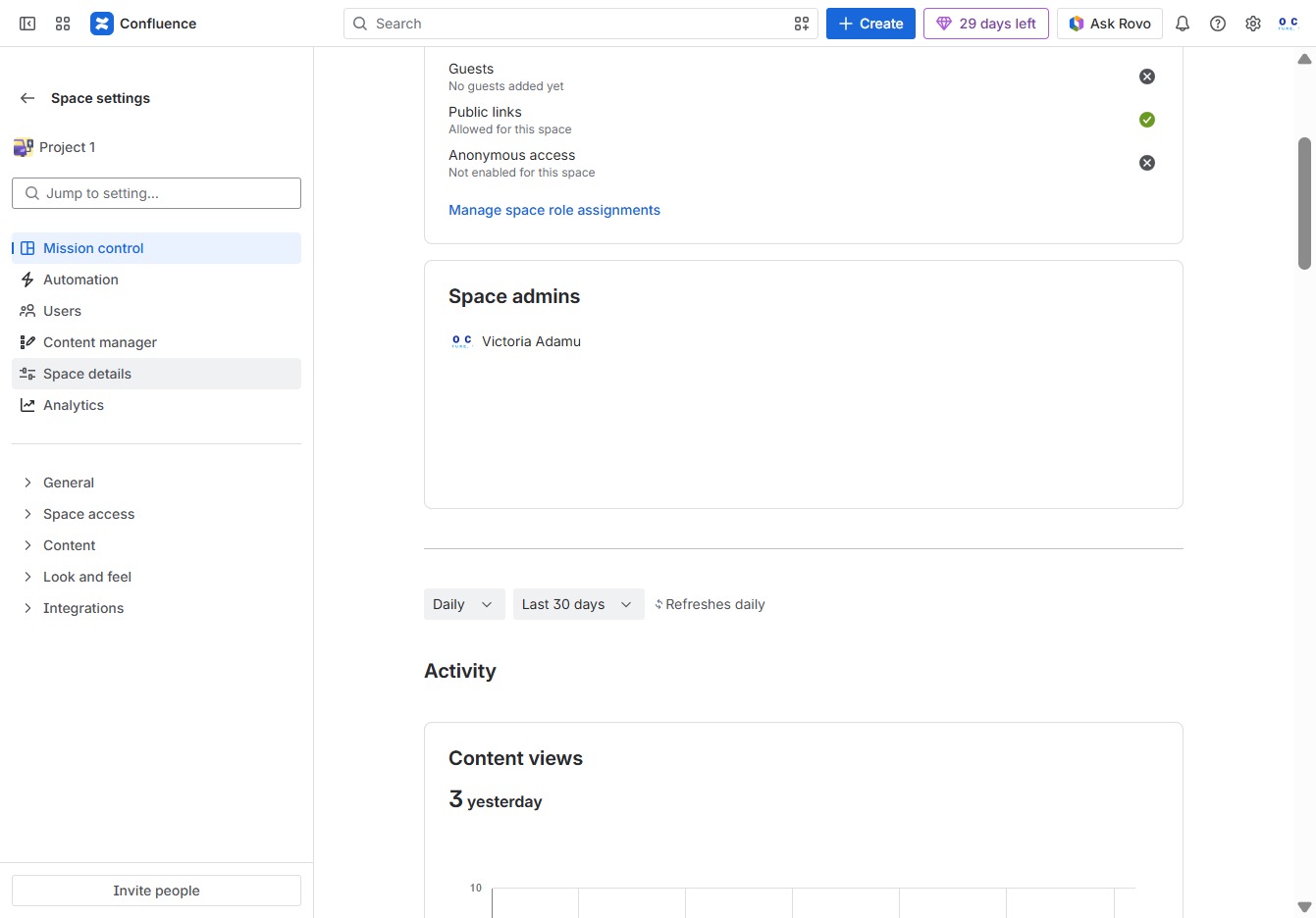 Click the Space details section