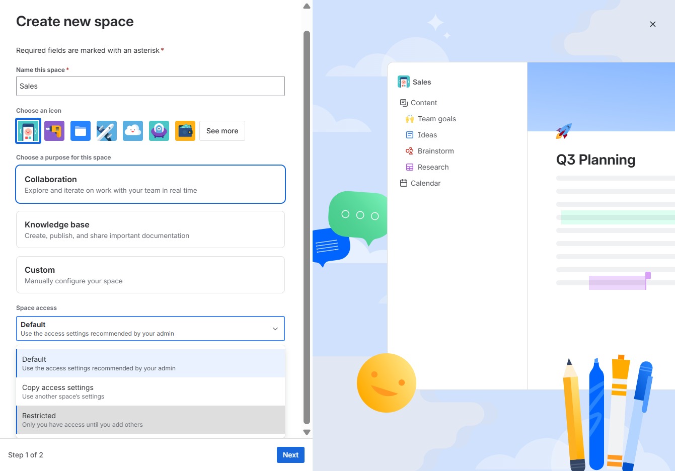 Click the access message to add collaborators