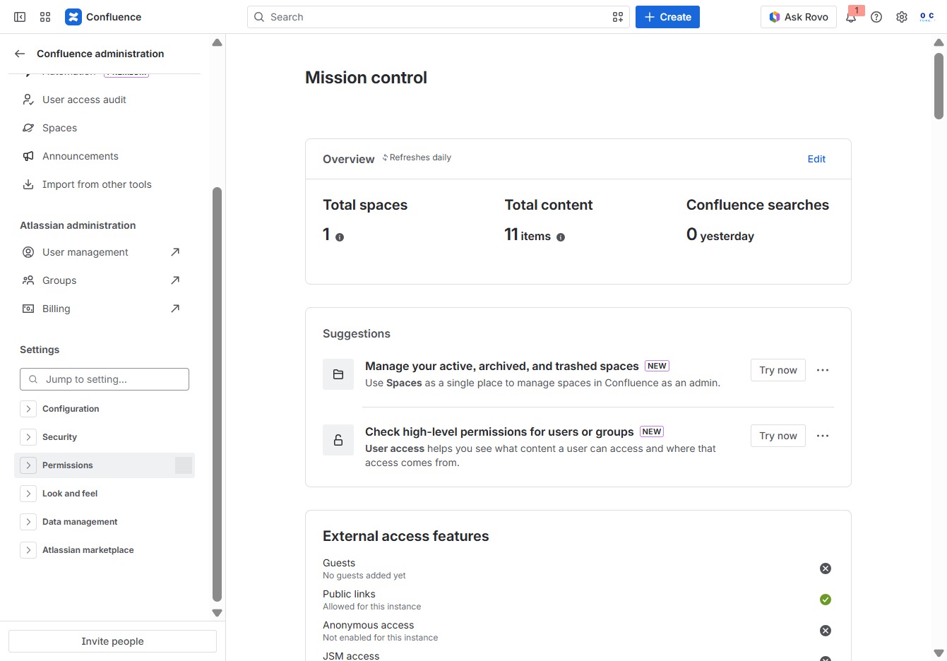 Click the Permissions section