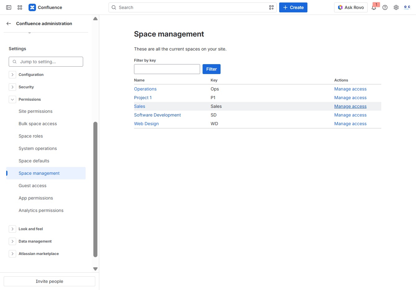 Click the Manage access link