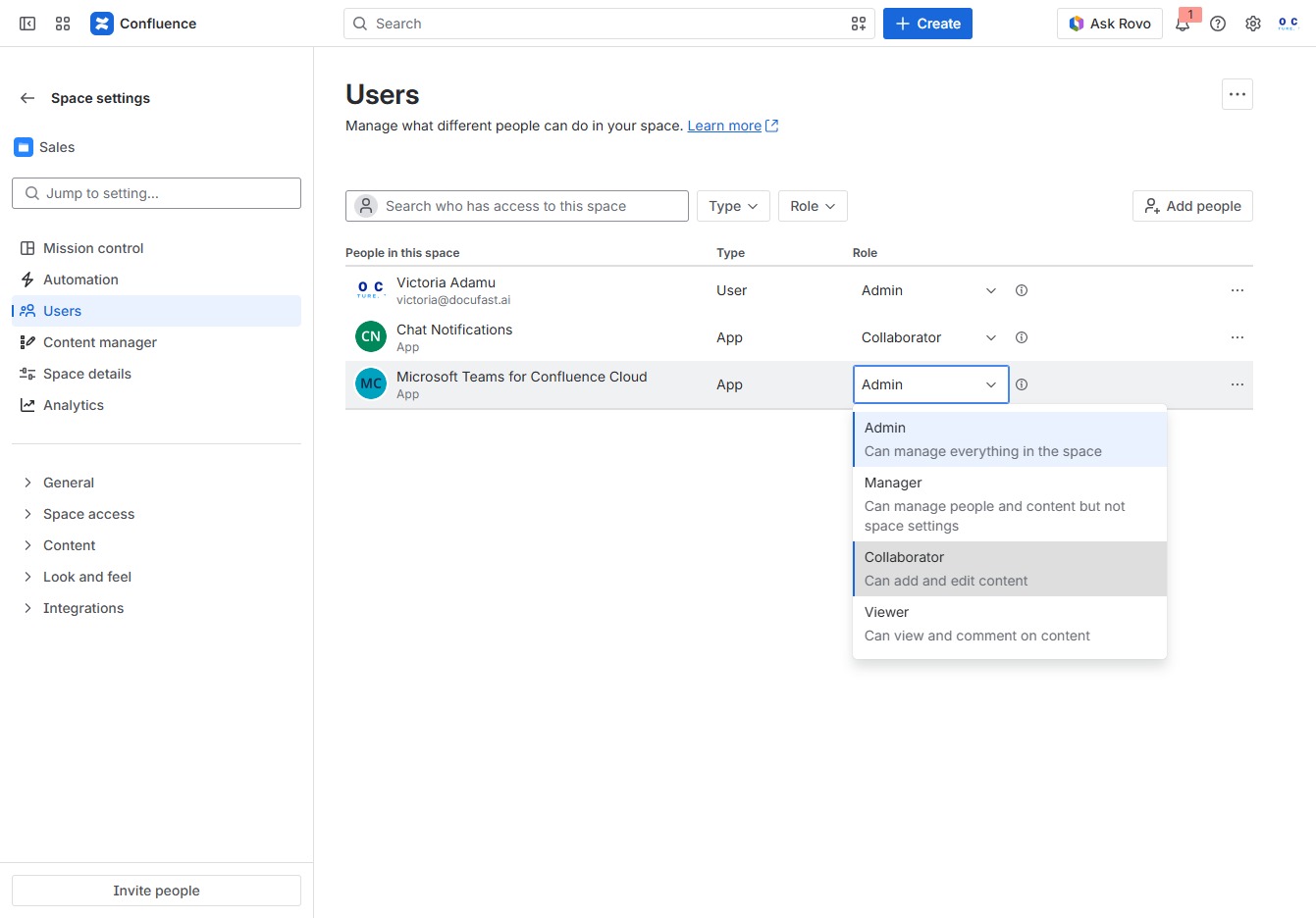 Click the Collaborator role option