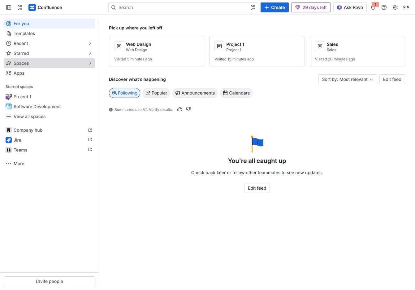 Click the Spaces menu