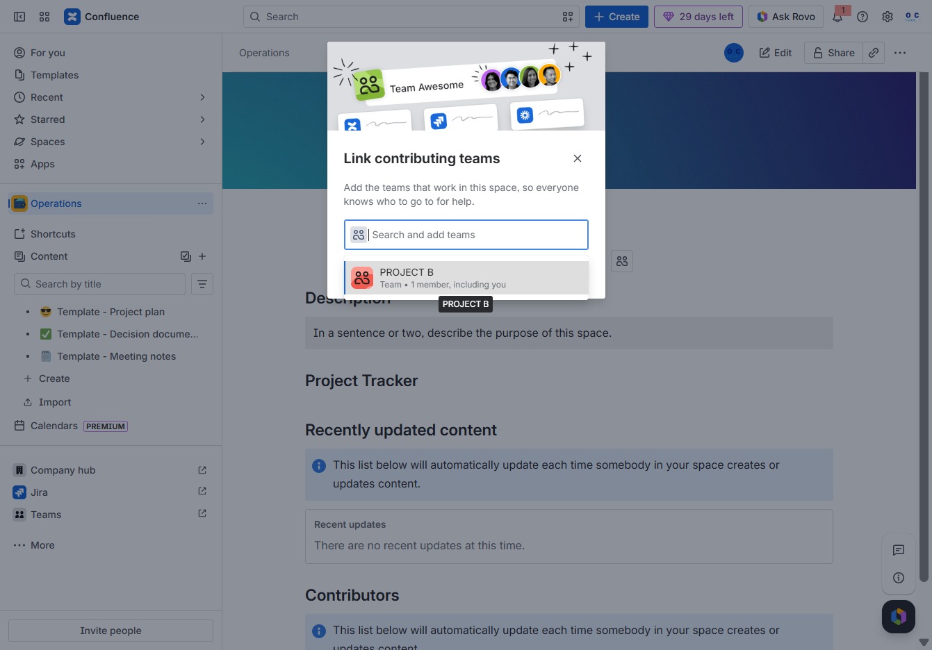 Click the PROJECT B option