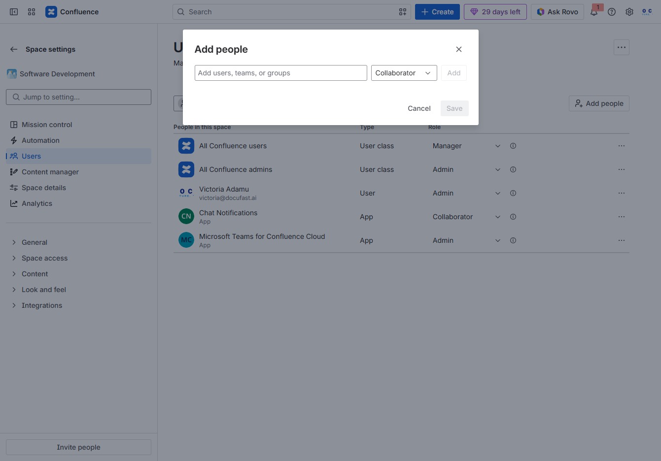 Click 'Add users, teams, or groups'