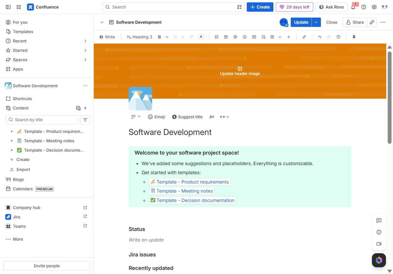 Click the Update header image option