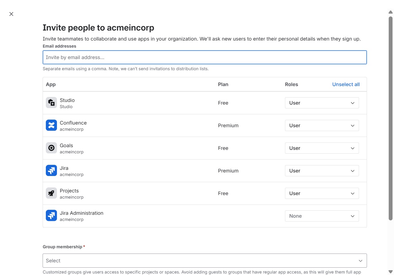 Click here to invite users to your organization