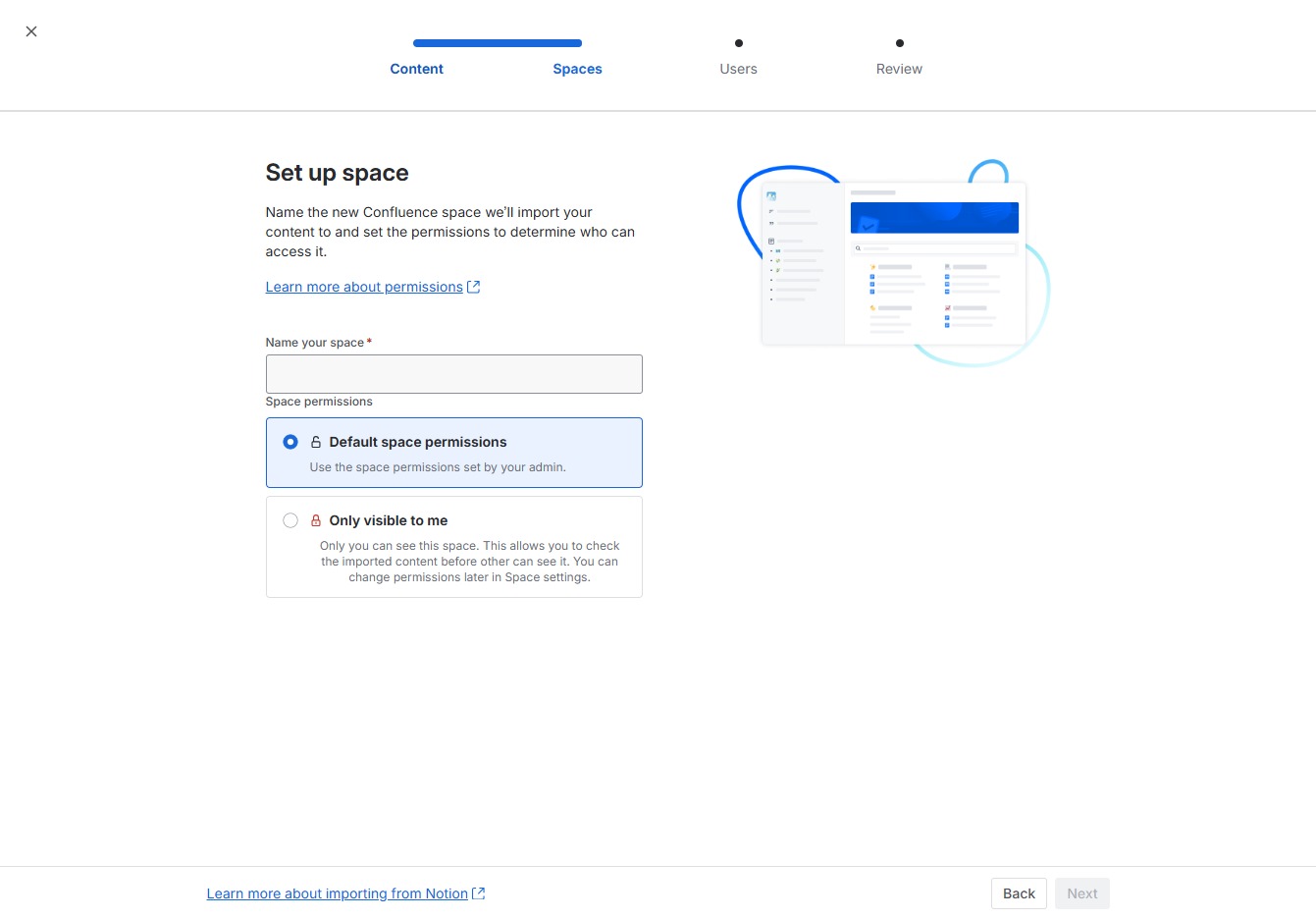 Click here to set space permissions