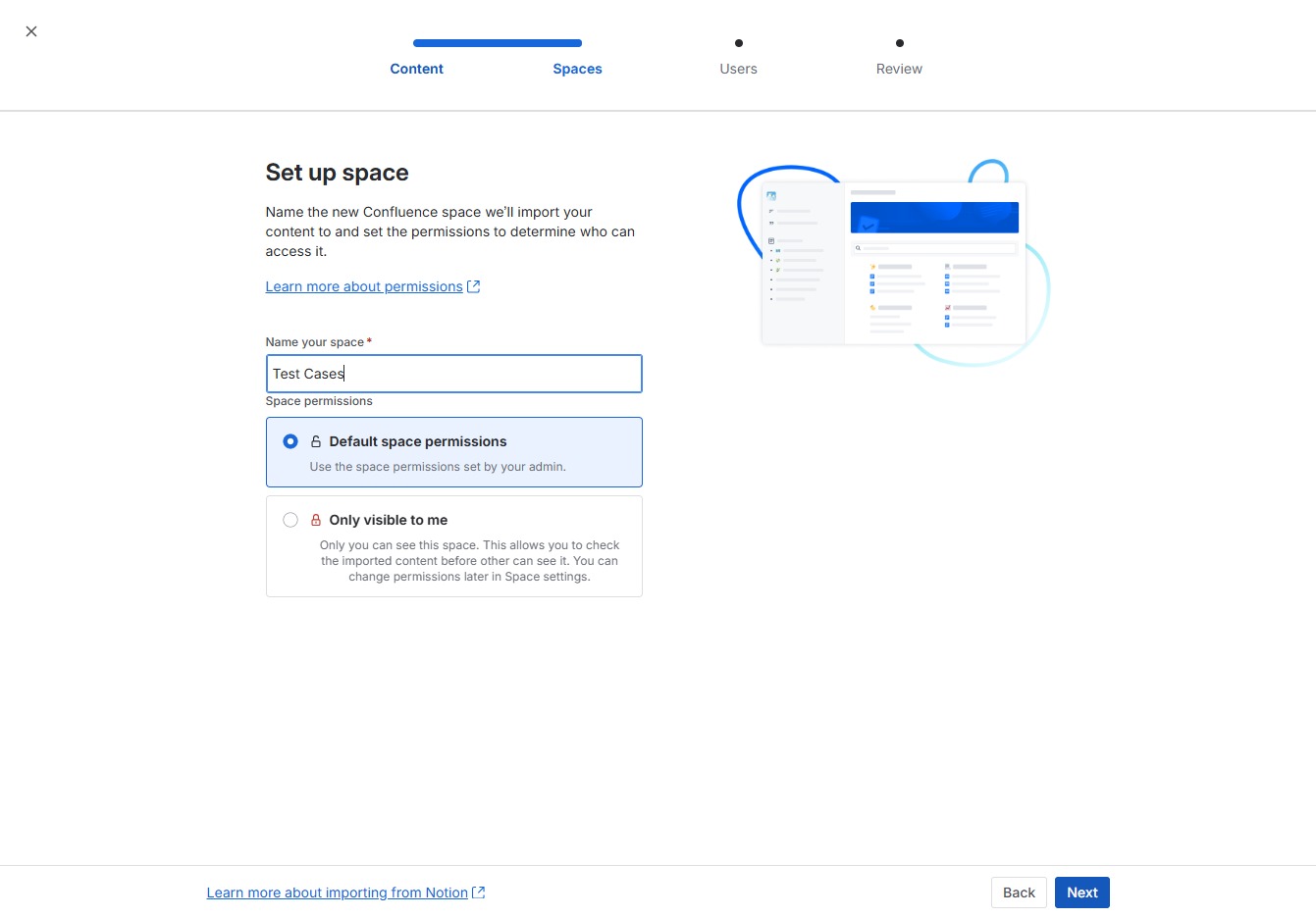 Type 'Test Cases' in Name your space