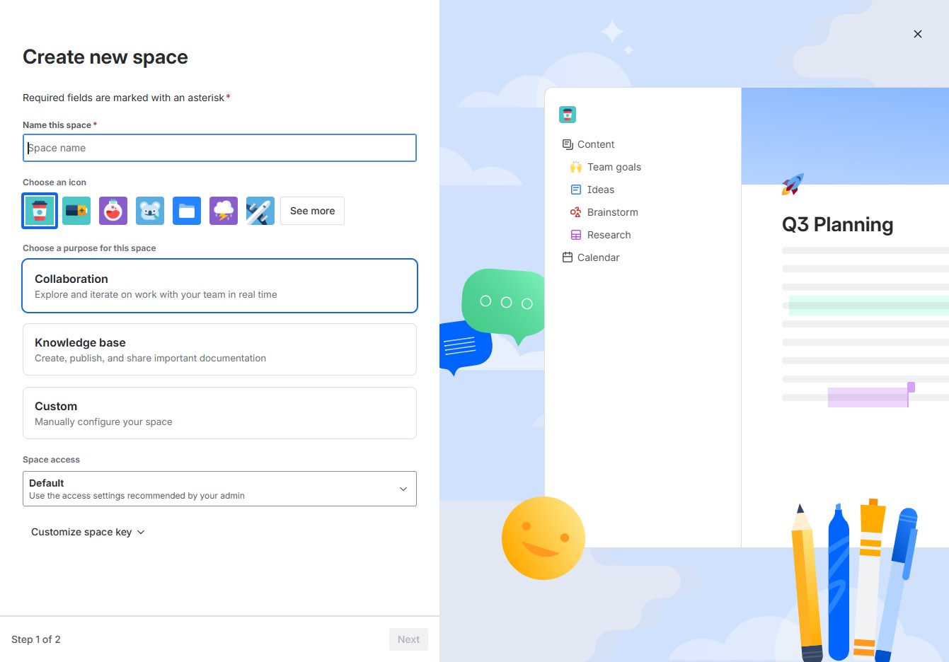 Click here to create a new space