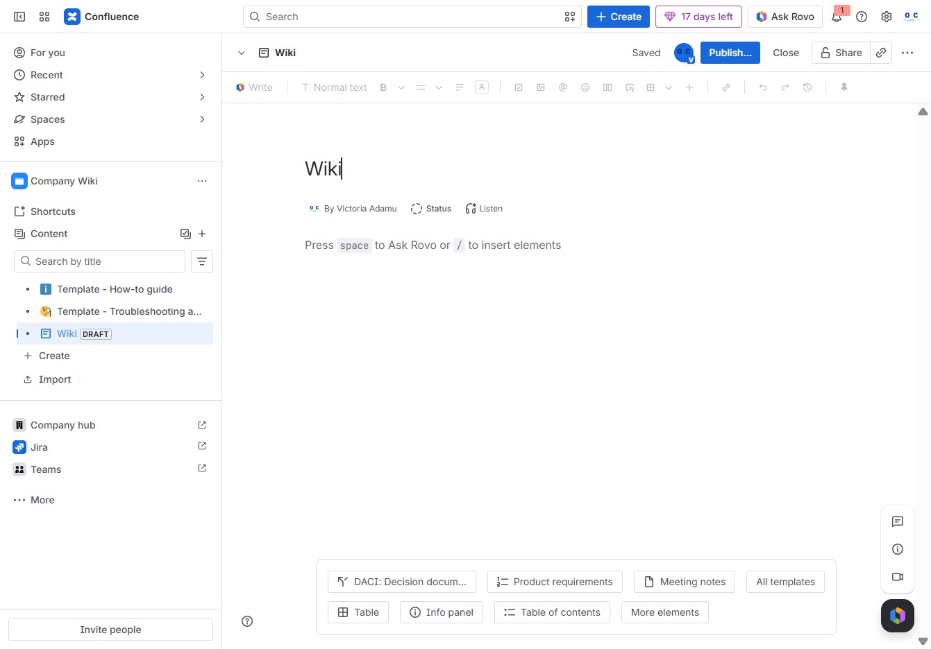 Type 'Wiki' in the Title field