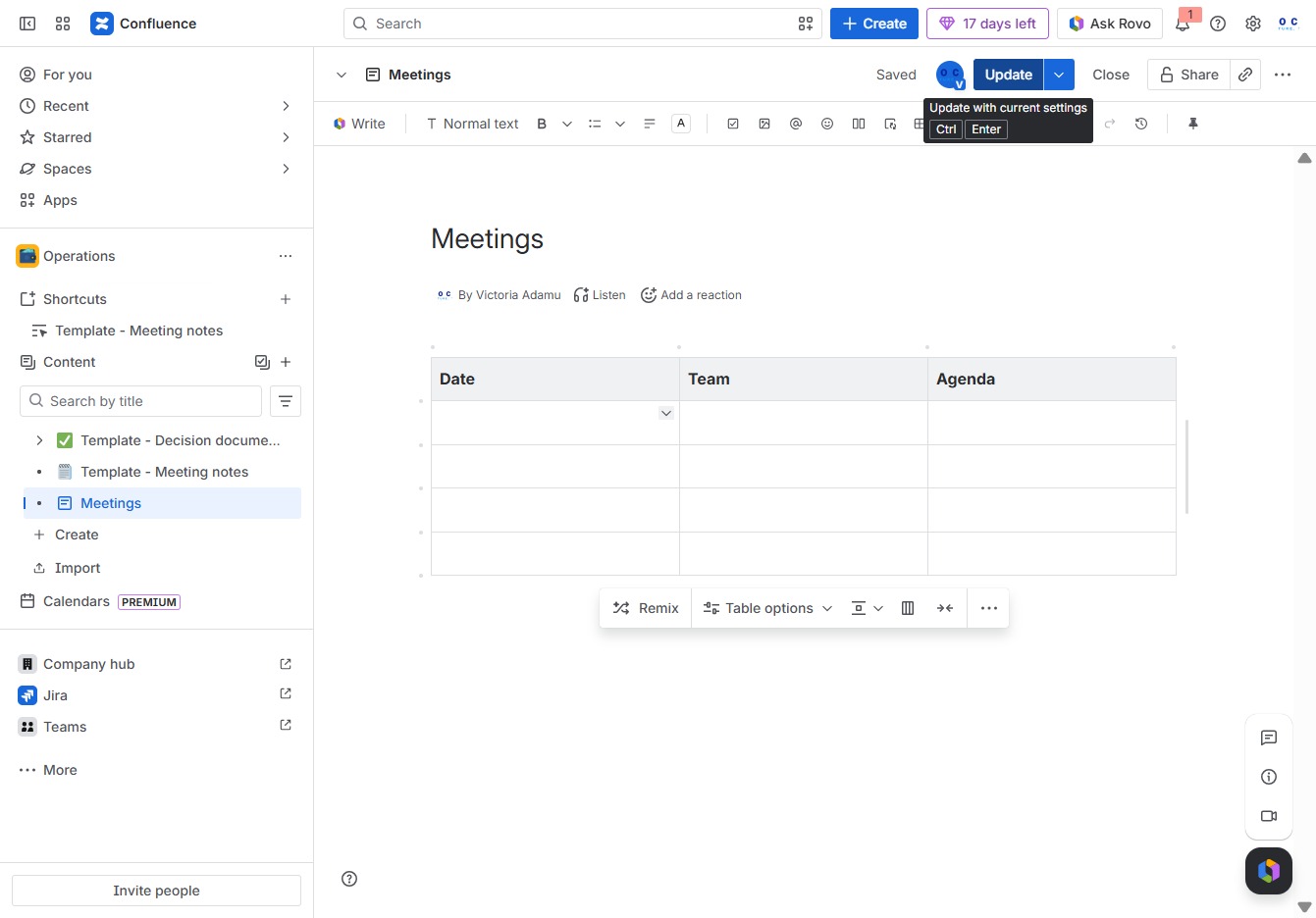 Click the Update button