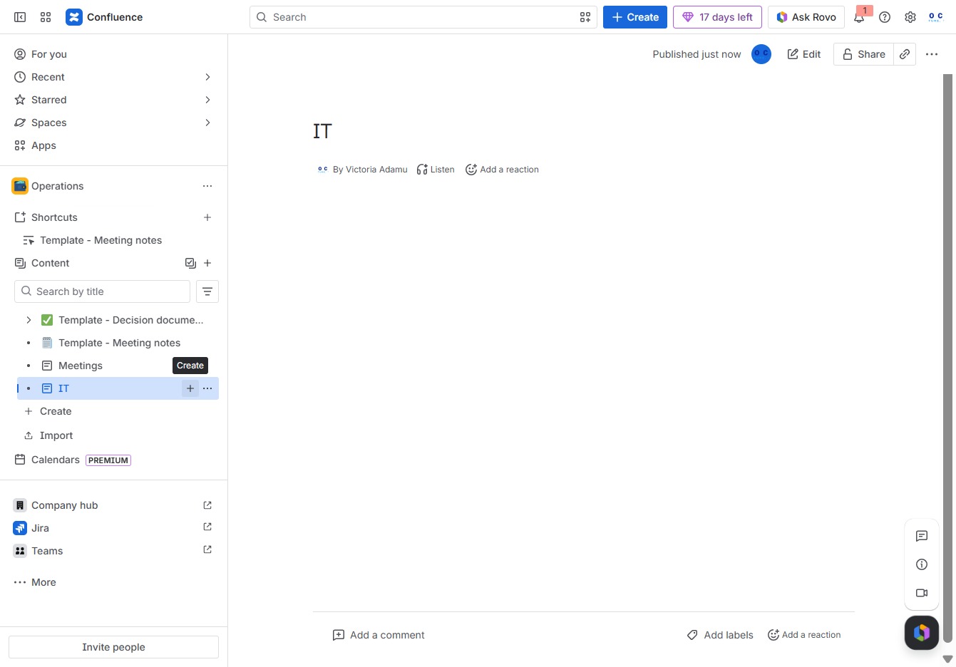 Click the Create button