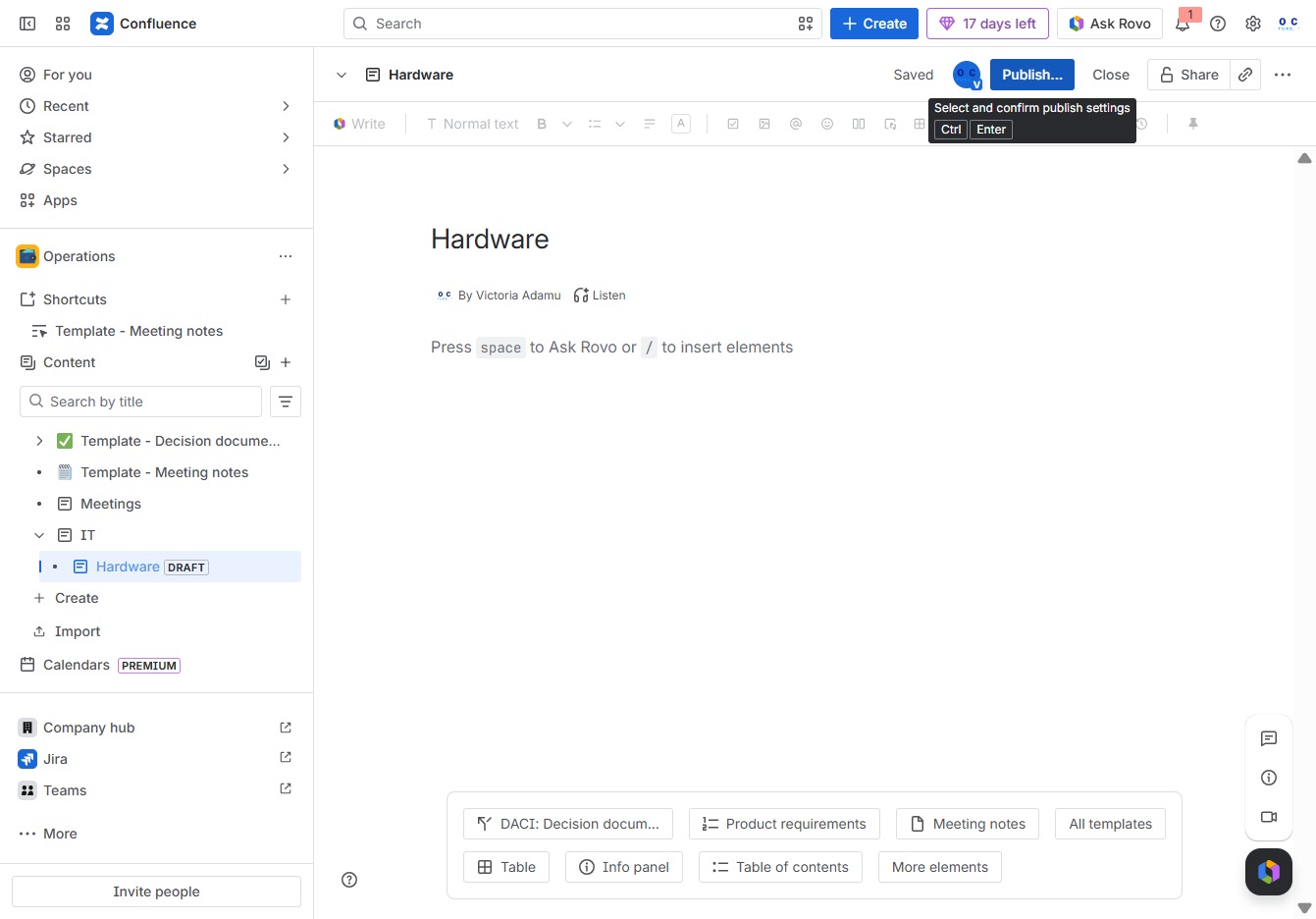 Type 'Hardware' in Page Title Field