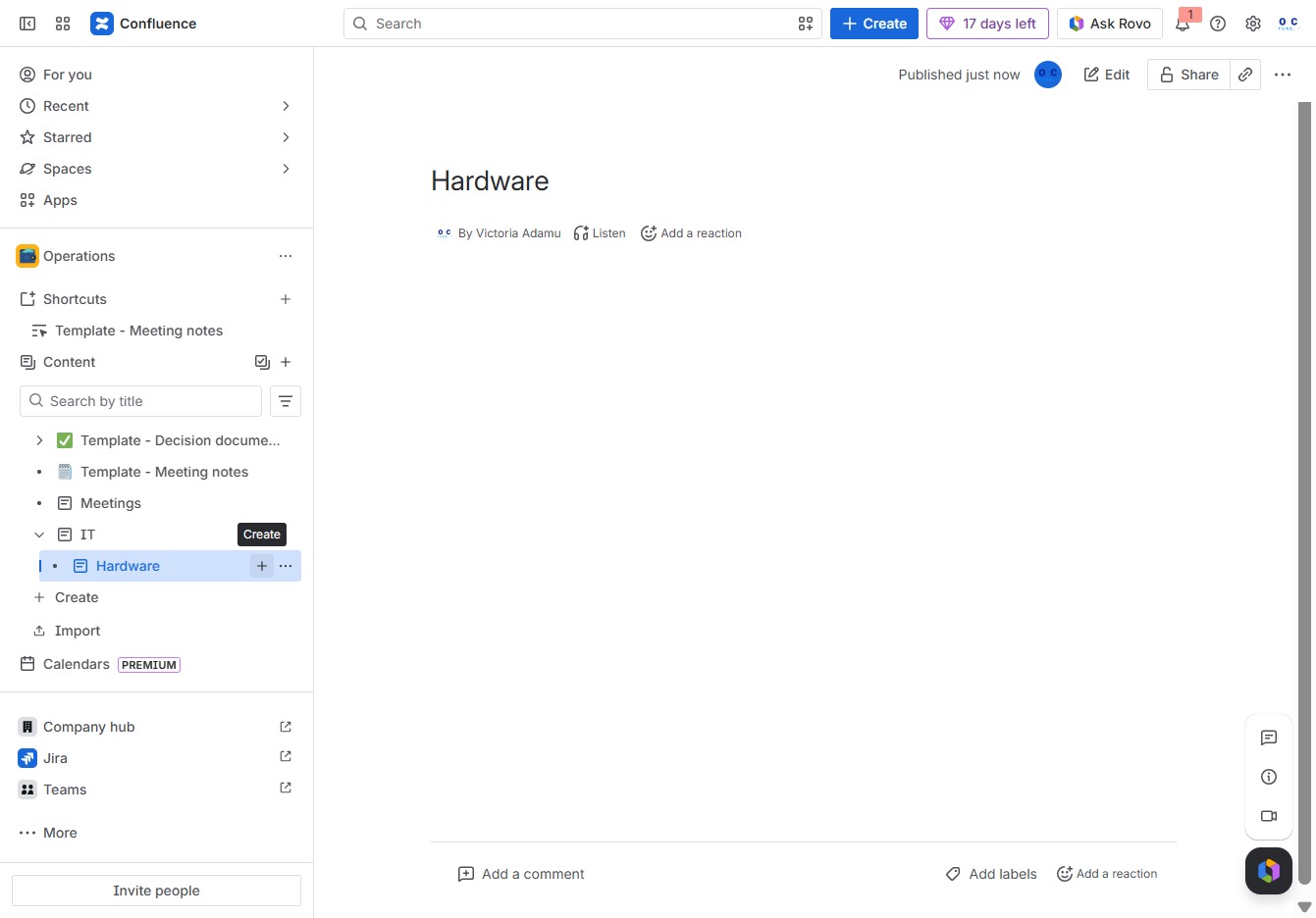 Click the Create button