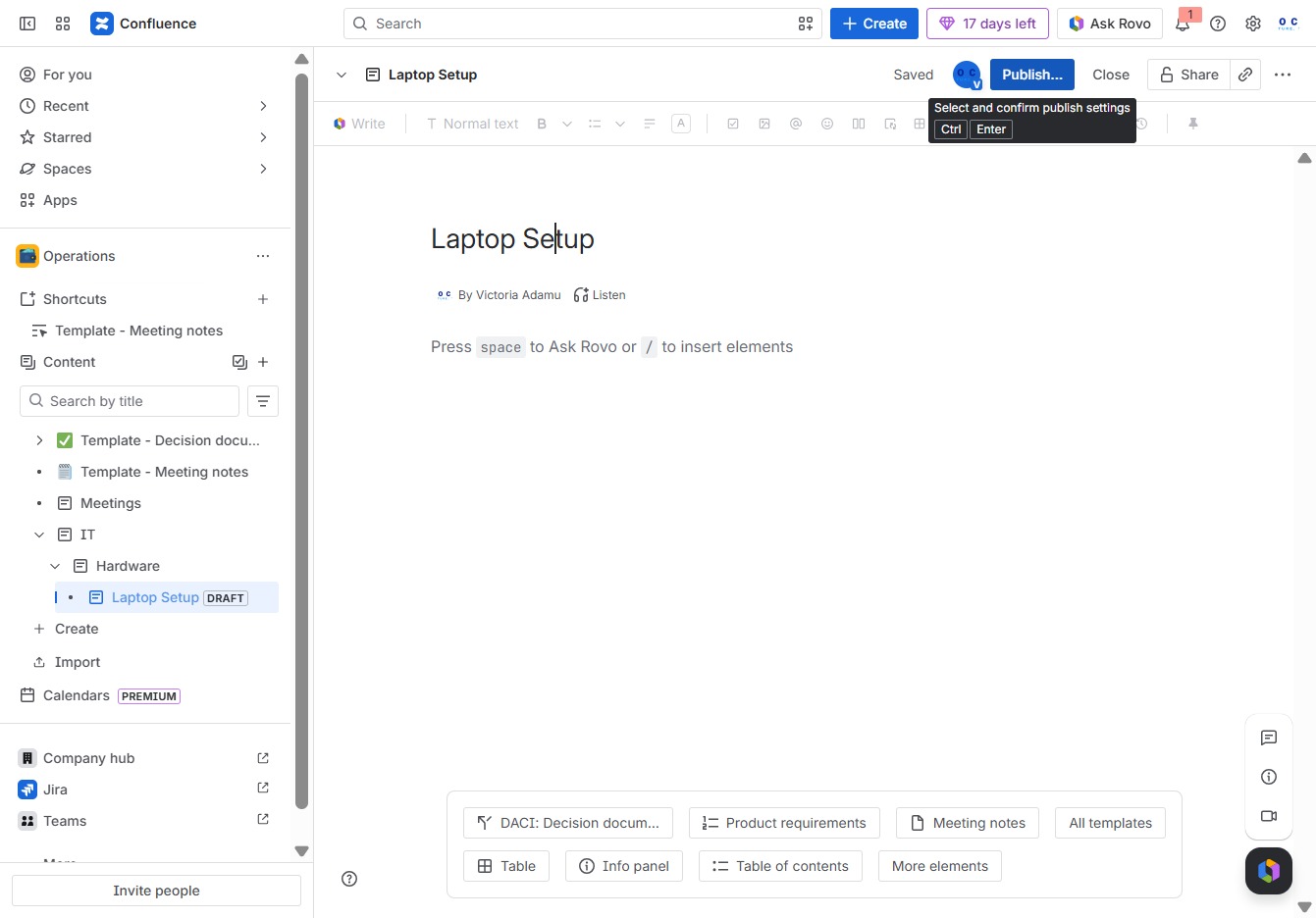 Type 'Laptop Setup' in Title Field