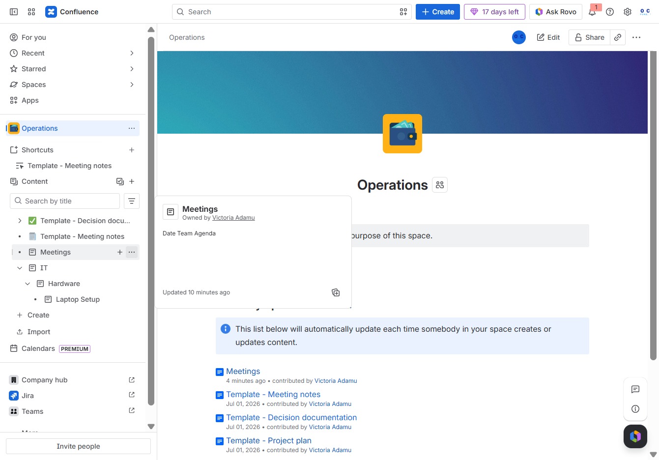 Click the More actions, Meetings option