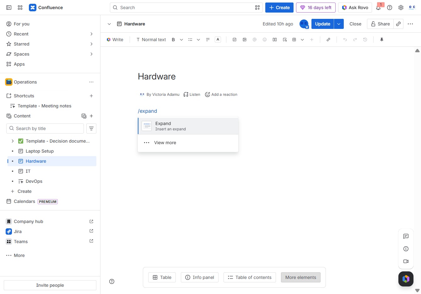 Type 'expand' into the text field