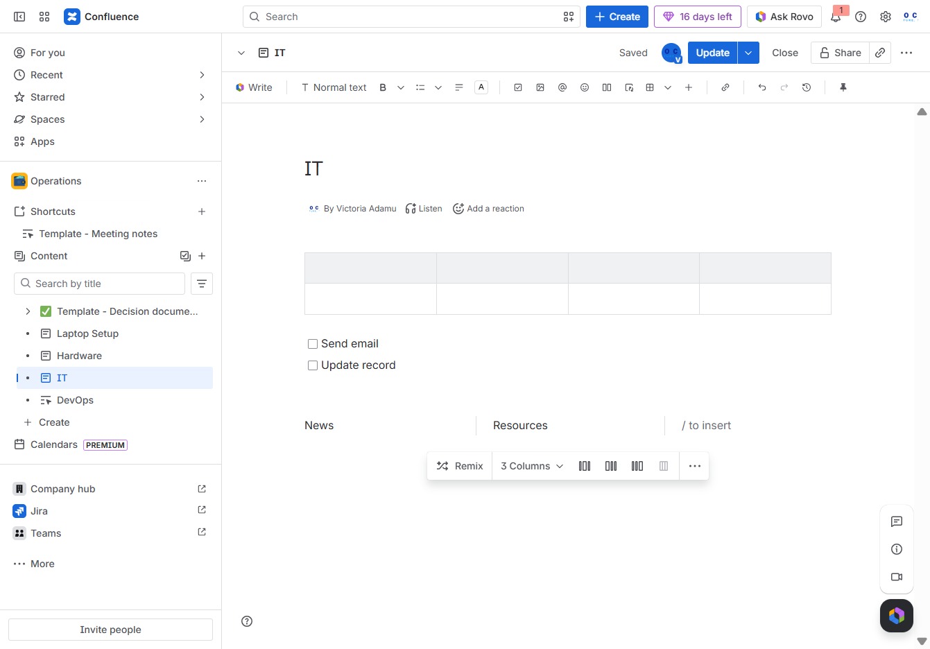 Type your action in the Ak editor textarea