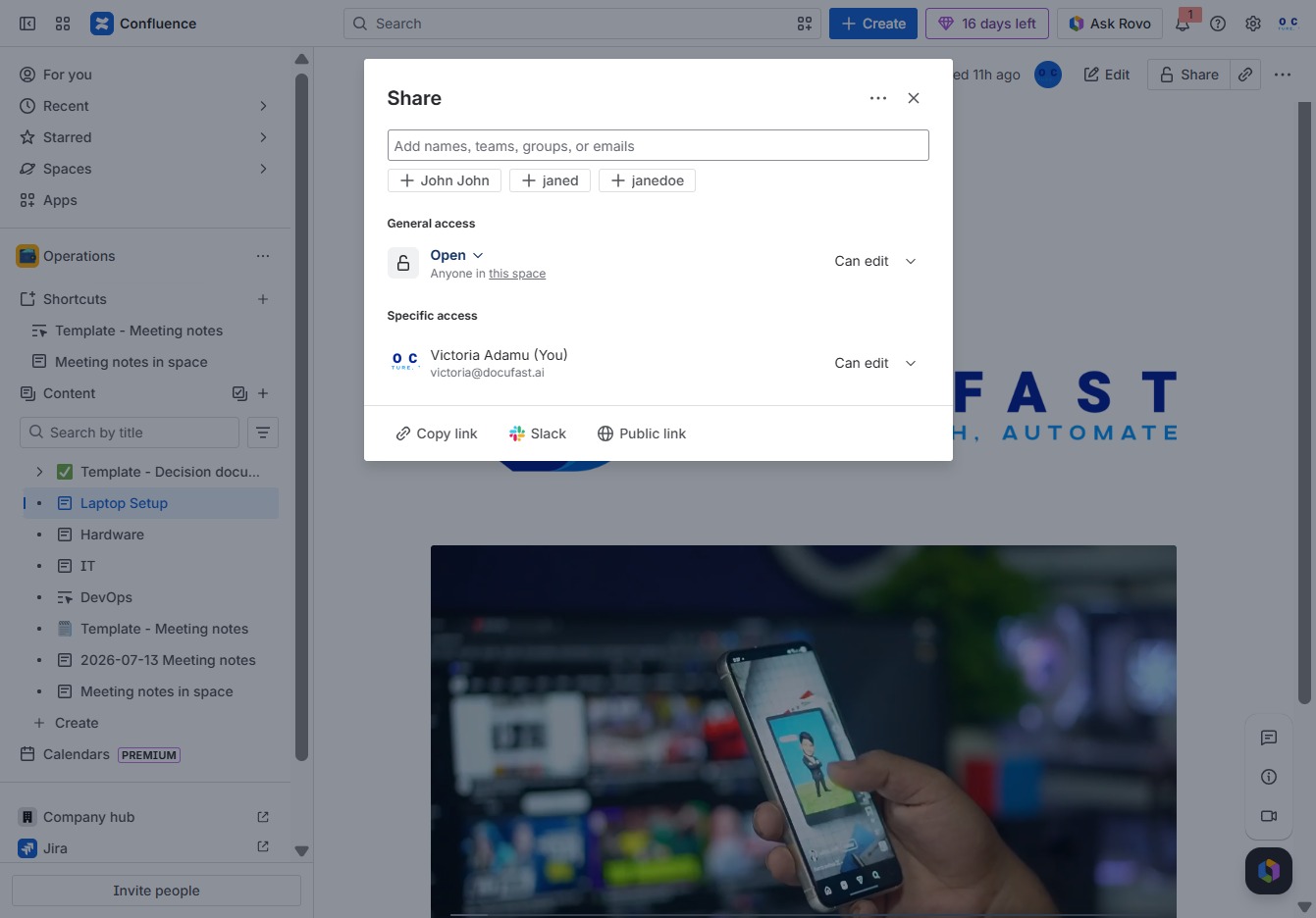 Click the Change general access level option