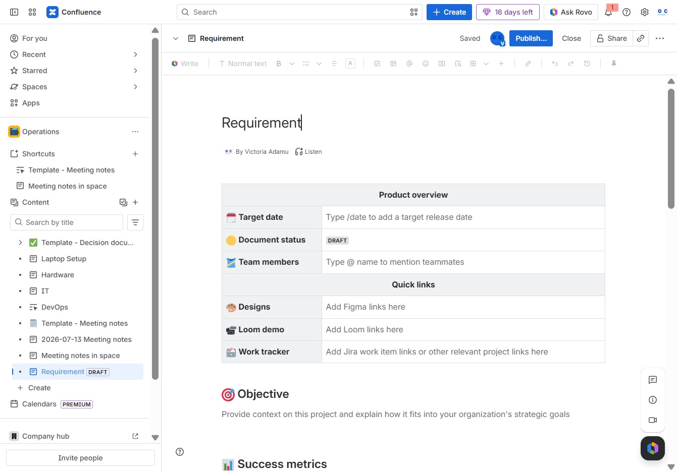 Type 'Requirement' in the title field
