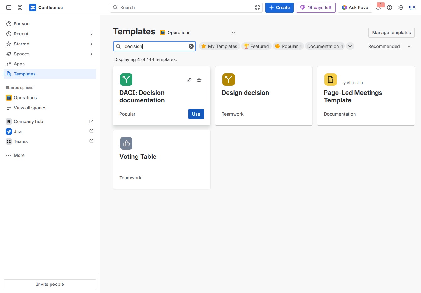 Type 'decision' in Search field
