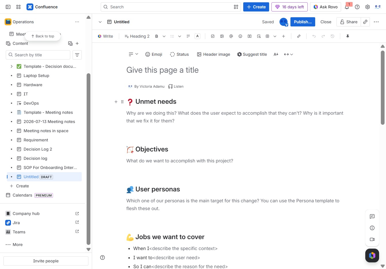 Click the 'Give this page a title' field