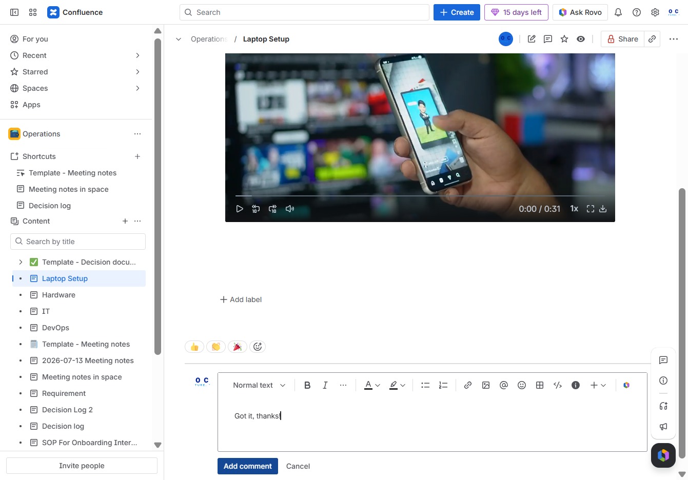 Click the Add comment button