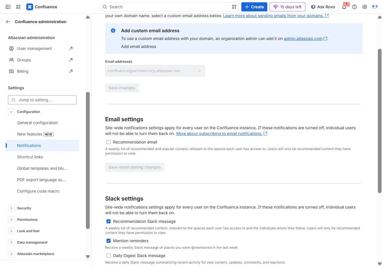 Click the Recommendation email checkbox