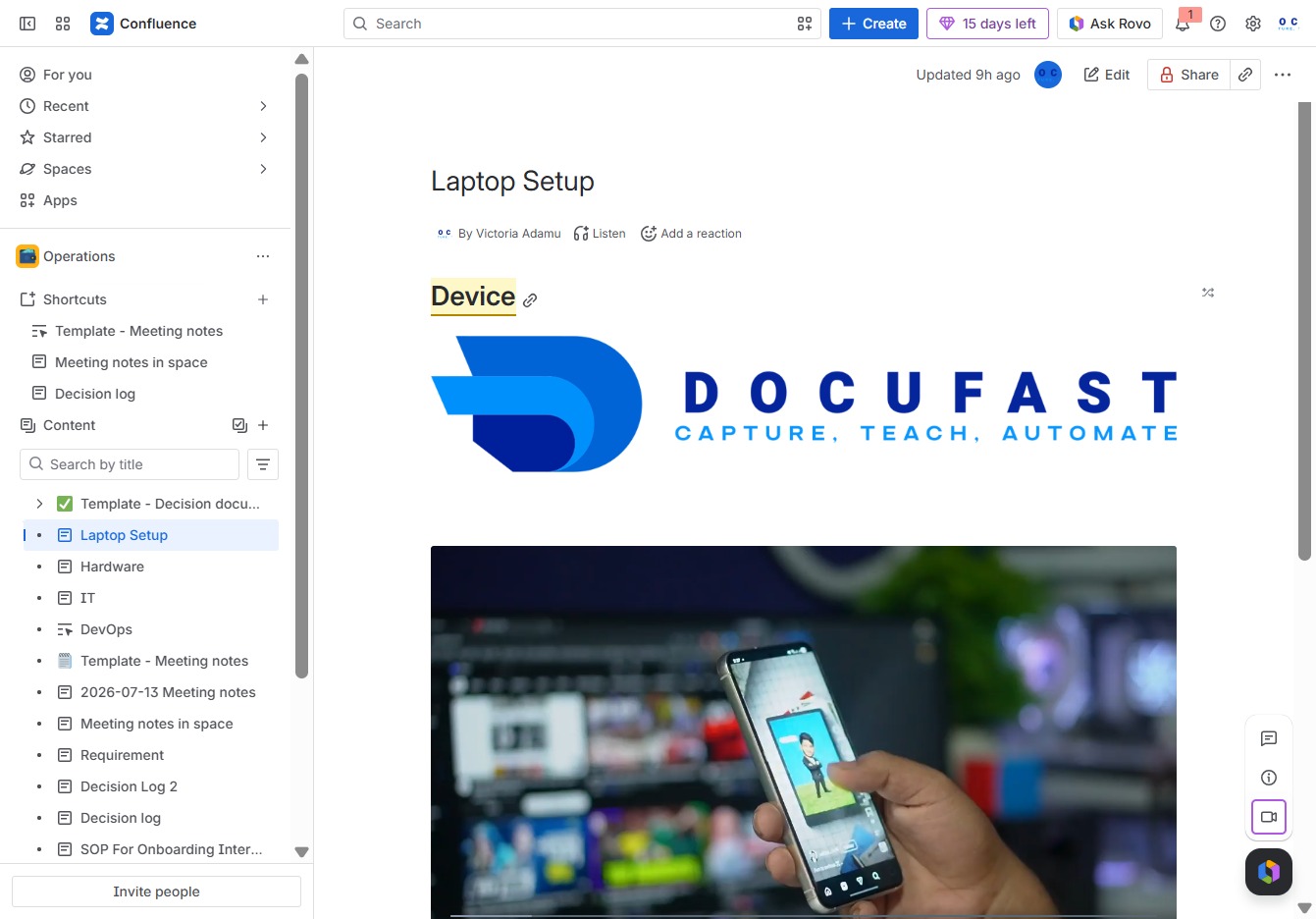 Click the Device label