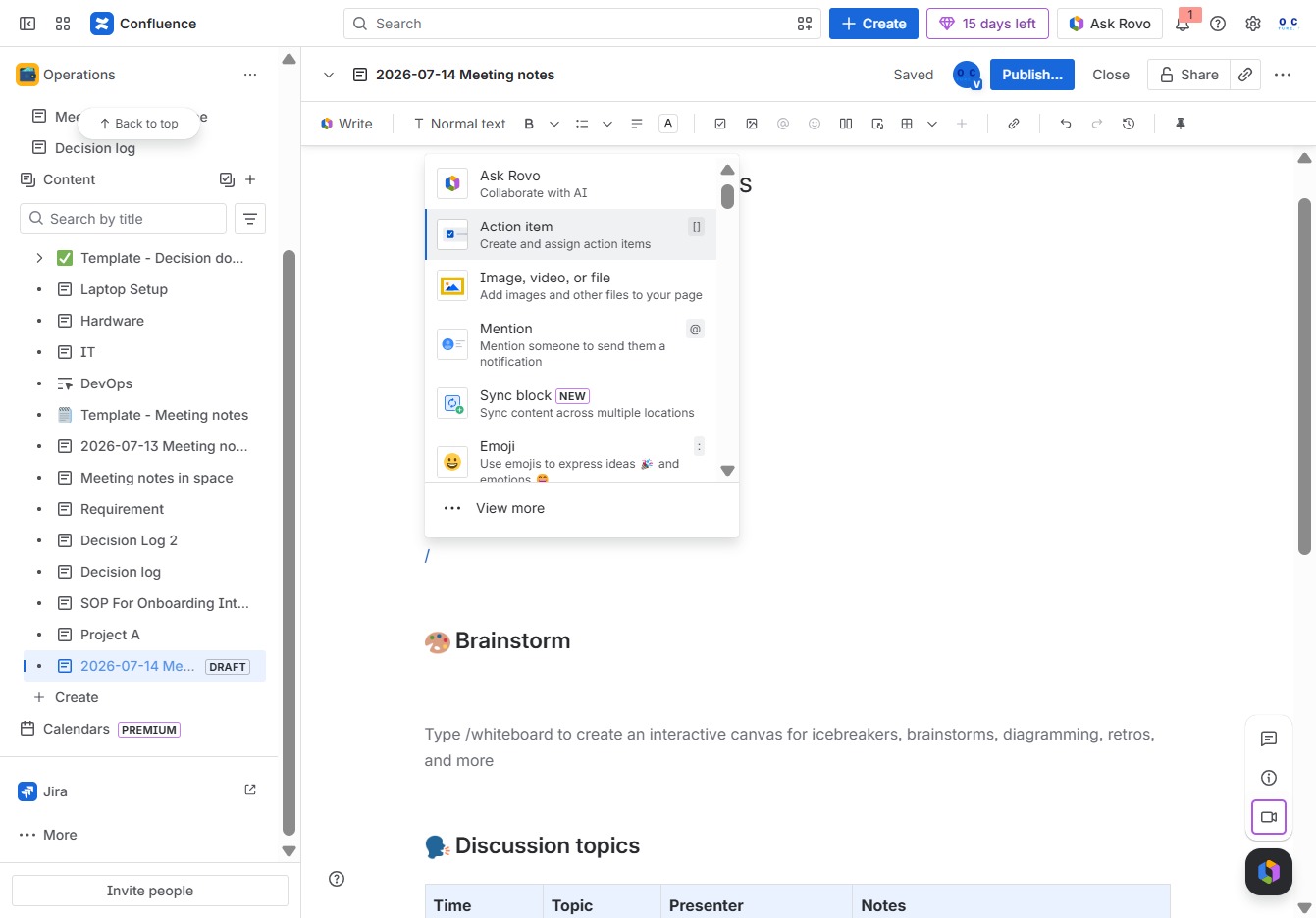 Click the Create and assign action items button