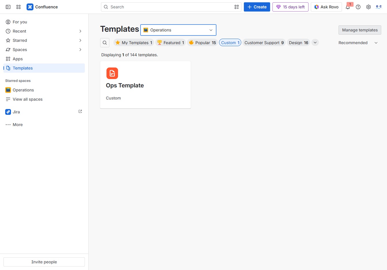 Click the Manage templates option