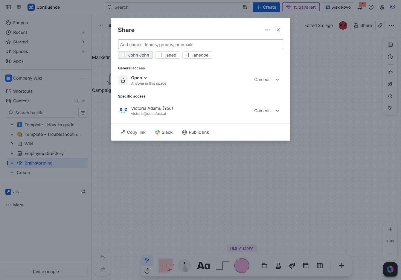 Click John John to edit access settings
