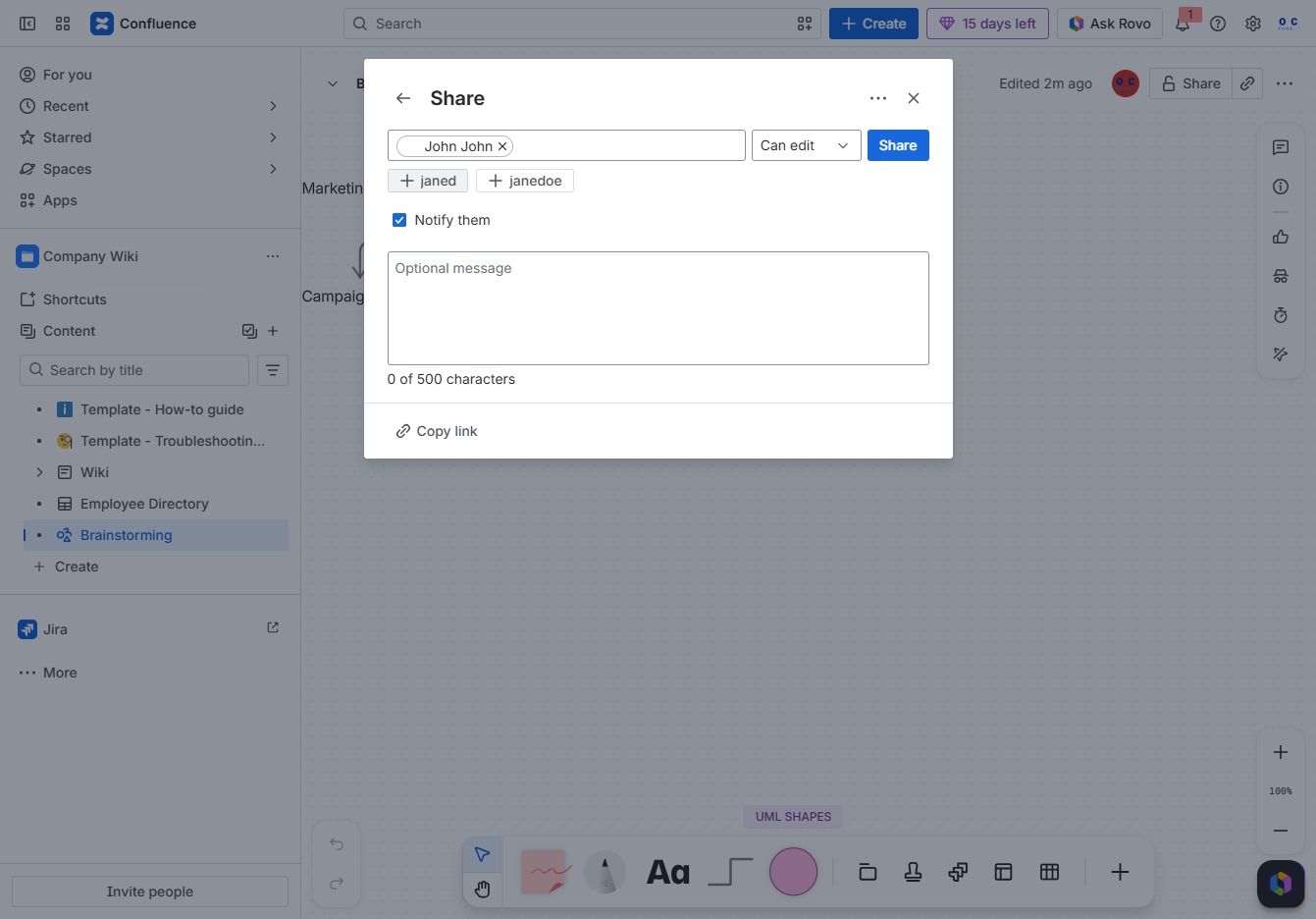Click the 'janed' user field