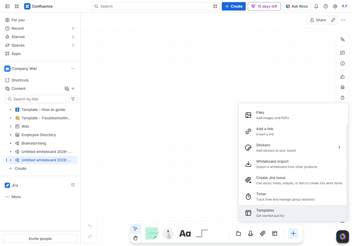 Click the Templates menu