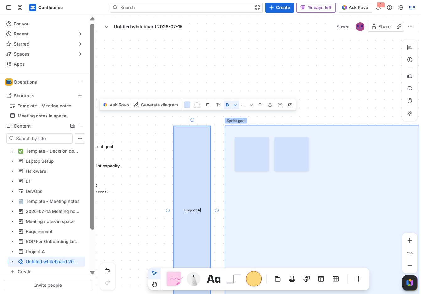 Type 'Project A' in Ak editor textarea