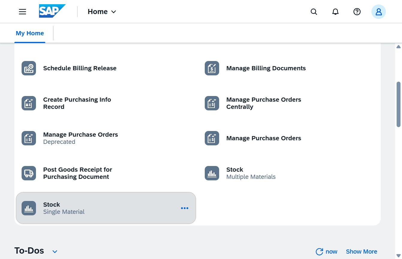 Click the Stock Single MaterialMore option