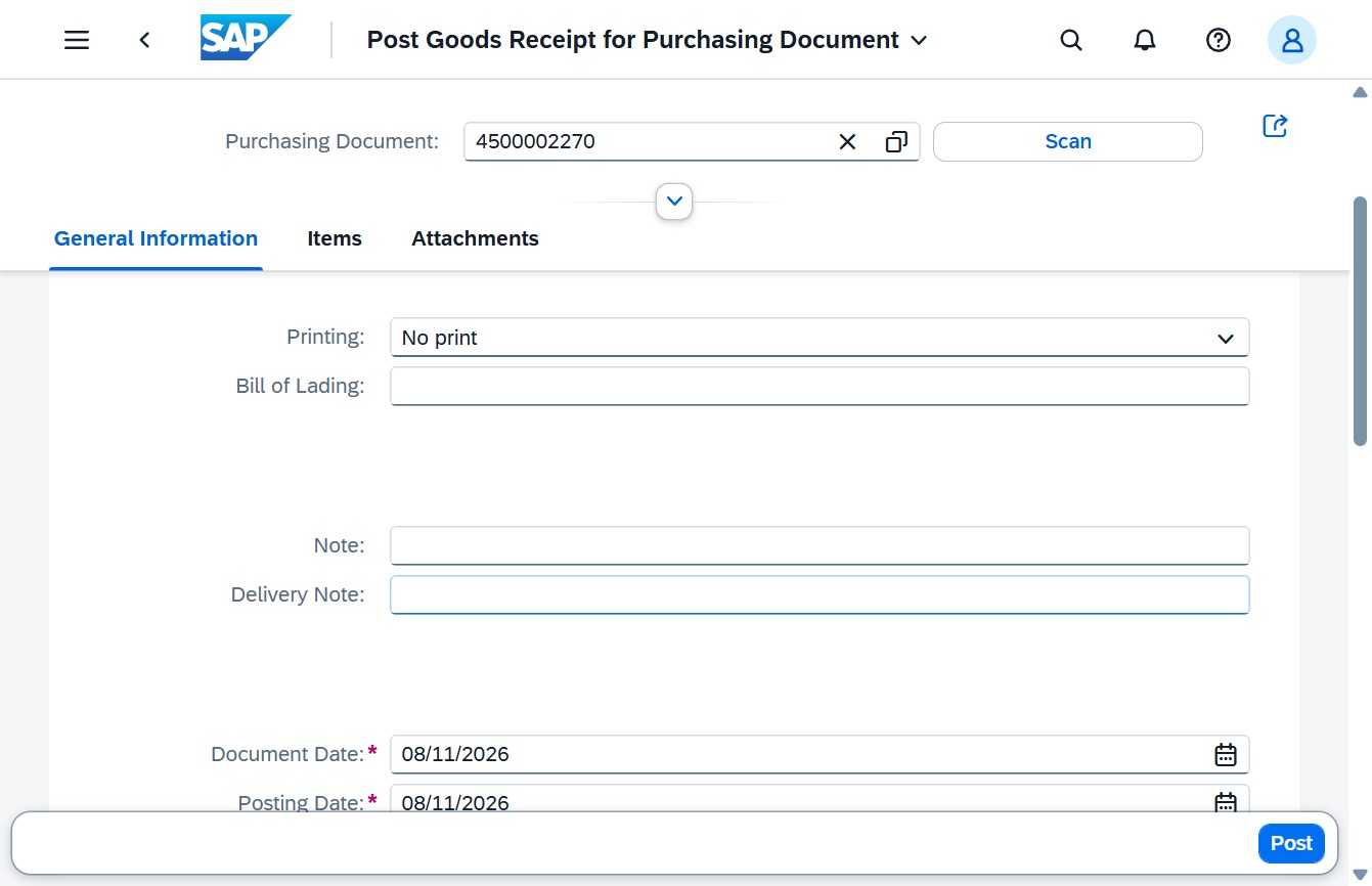 Click the Printing dropdown