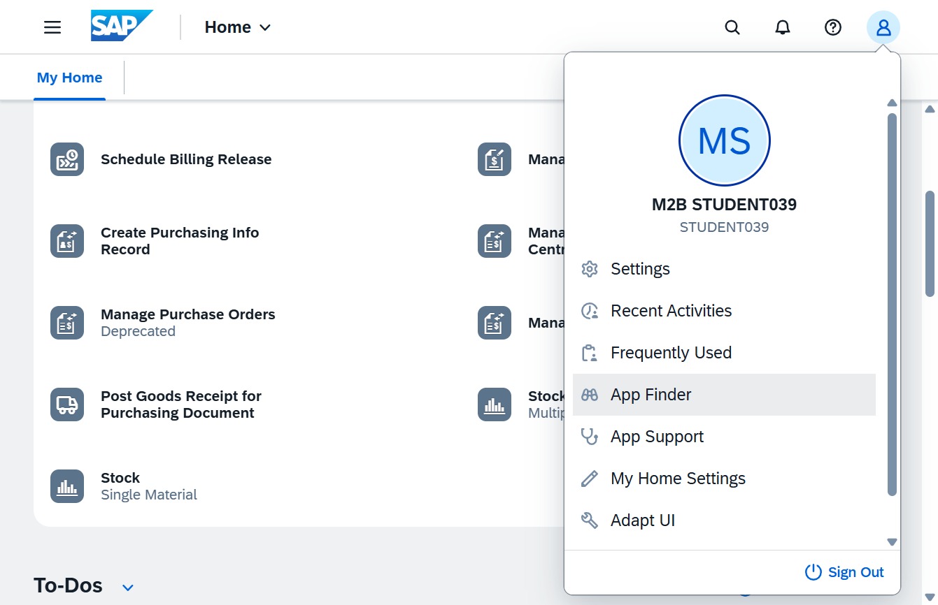 Click the App Finder option