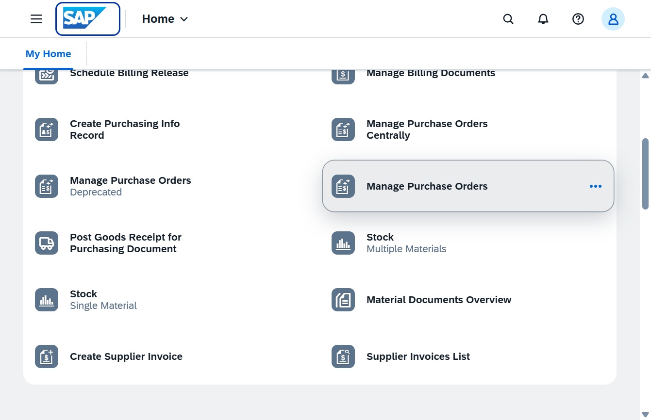 Click the Manage Purchase Orders link